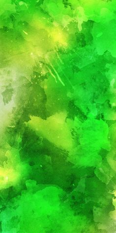 an abstract painting with green and yellow colors