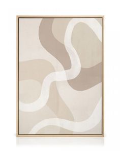 an abstract painting in beige and white with wavy lines on the bottom half of it