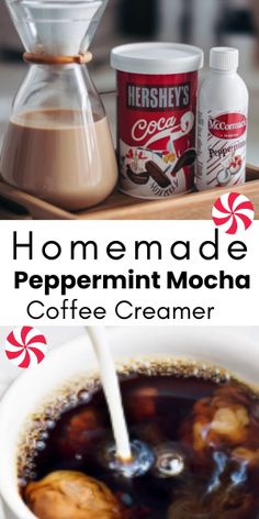 homemade peppermint mocha coffee creamer recipe with ingredients to make it easy and delicious