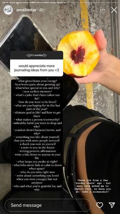 a person holding a piece of fruit in their left hand with the text below it