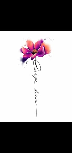 a flower that is on the side of a white background with words written below it