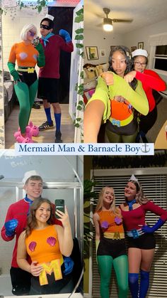 several photos of people dressed up in costumes