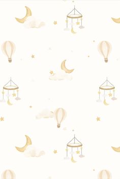 an image of a wallpaper with hot air balloons and stars