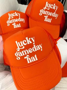 Lucky Gameday Hat - Orange *ALL STEALS AND DEALS ARE FINAL SALE- No Returns or Exchanges The perfect trucker hat to wear on gamedays to show some school spirit! Orange trucker hat with white text "Lucky gameday hat" text Adjustable trucker hat Orange Trucker Hat, Dream Boutique, Paint Games, School Mascot, Cute Hats, School Spirit, Online Boutiques, Trucker Hats, Game Day