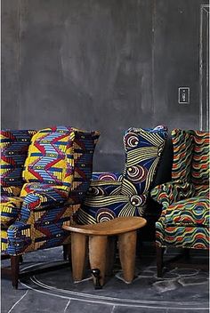 African Furniture, Printed Chair, Renovation Design, African Decor, African Textiles