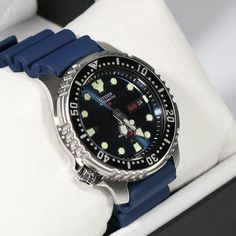 Citizen Promaster Sea Automatic Dive Blue Dial Watch NY0040-17LE - Chronobuy Blue Chronograph Diving Watches, Blue Diving Watch With Chronograph, Blue Diving Chronograph Watches, Blue Diving Watch With Round Dial, Blue Dial Watch, Authentic Watches, Minerals Crystals, Breitling Watch, Stainless Steel Case