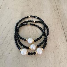 BLACK SPINEL PEARL SET - LARA – POSHMIRA Psychic Protection, Sacral Chakra, Protection Stones, Solar Plexus, Pearl Set, Black Spinel, Root Chakra, Laid Back Style, Layered Look