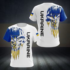 Ukraine Skull Flag Shirts These shirts are custom-made-to-order and handcrafted to the highest quality standards. Each shirt is constructed from a premium polyester blend that is ultra-soft and incredibly comfortable. Features a specialty high definition heat-dye application that ensures long lasting color vibrancy even after machine washing. Fabric is durable and resistant to wrinkles, shrinking and mildew. Each shirt is custom printed, cut and sewn just for you when you place your order - ther 3d Tshirt, Jersey Fashion, Streetwear Male, Clothing Streetwear, Ukrainian Flag, Shirt Female, Female Male, 3d Shirt, Flag Shirt