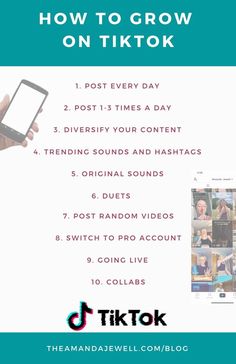 a hand holding a cell phone with the text how to grow on tiktok