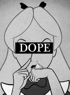 a cartoon character with the word dope in front of her face