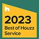 the logo for best of houzz service, which is yellow and black with white letters