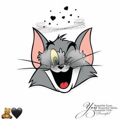 an image of a cartoon cat with its mouth open and tongue out, surrounded by hearts