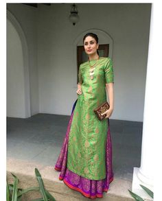 Mehendi Outfit, Mehendi Outfits, Long Kurti Designs, Traditional Indian Outfits, Indian Gowns Dresses, Kareena Kapoor Khan, Kurta Designs Women, Indian Gowns, Dress Indian Style