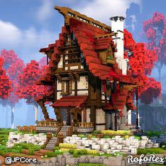 Need Minecraft ideas and inspiration, find it here! One Block Minecraft, Block Pallet Ideas Minecraft, Minecraft Block Palette, Fantasy Minecraft House, Block Blast, Fantasy Minecraft, Cottage Minecraft, Minecraft Shops, Minecraft Structures