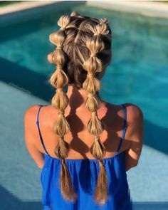 2 Bubble Braids, Game Hairstyles, Softball Hair, Hairstyles Bubble Braids, Football Hair, Beyonce Hair, Tan Skin Blonde Hair, Bubble Braid