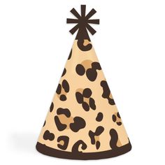 a party hat with a brown and black animal print on it