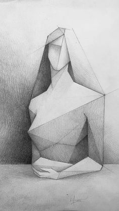 a pencil drawing of an abstract figure