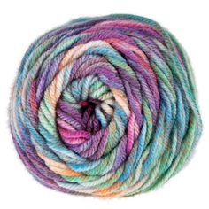 multicolored skeins of yarn on a white background