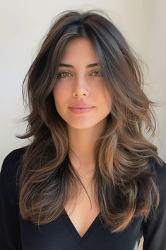 Medium Length Hairstyles For Women Over 40, hairstyles, women over 40 hair, medium length hair, Soft Layered long bob, 90s blowout Women Long Layers Haircut, Women Layered Haircut Long, 2024 Haircut Women, Women Haircut With Curtain Bangs, Haircuts For Medium Length Hair Side Part, Short Layered Haircuts Medium Length, Long Hair Length Haircut, Haïr Cut For Women Medium, Wedding Hairstyles Layered Hair