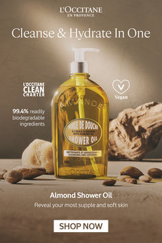 Cleanse & hydrate in one with our iconic Almond Shower Oil. Reveal your most supple and soft skin! Vs Makeup, Body Nails, New Short Hairstyles, Body Glow, Hair Growth Serum, Ancient Origins, Shower Oil, Winter Skin