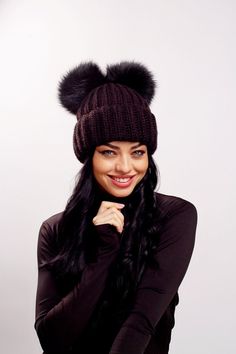 Keep your head warm in s cold winter days with our warm and cozy fleece-lined double pom beanie. - 2 gorgeous highest quality faux fur pom poms are the perfect topper to this knit beanie hat. A perfect gift for a college student, mom, or ski lover, this pom pom hat will keep the lucky lady who receives it warm and stylish! - This knit winter warm hat is will keep your head really warm and windproof but not itchy because it has a second inner fleece layer - -- The hat is cute and soft and accommo Warm Winter Hats One Size, One Size Hat For Winter Cold Weather, Warm Beanie With Ear Flaps, One Size, Warm Winter Hats With Ear Flaps, Windproof Beanie For Fall, Winter Hats For Cold Weather, Warm Brimmed Bonnet For Cold Weather, Warm Crochet Hat For Cold Winter Weather, Winter Beanie With Ear Flaps