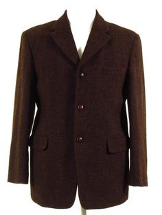 Brown Harris Tweed Jacket Herringbone 42S - Tweedmans Black Herringbone, Tweed Jacket