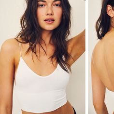 Never Worn, But Lost The Tag And Can’t Return! Basic White Top With Built-in Bra, Basic White Bra-friendly Tops, White V-neck Top Bra Friendly, White V-neck Bra Friendly Tops, White V-neck Tops, Bra Friendly, White V-neck Bra-friendly Tops, White Cream, Cream White, Free People Tops