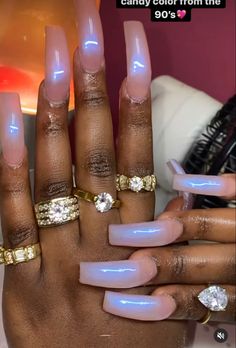 Cotton Candy Acrylic Nails, Curved 90s Nails, Curved Junk Nails, 90s Curved Nails Medium, 90s Pedicure, Long Curved Acrylic Nails Coffin, 90s Curved Nails Long, Nail Designs Encapsulated, Curved Square Nails