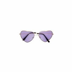 a pair of heart shaped sunglasses with purple tinted lenses on the sides and black rims