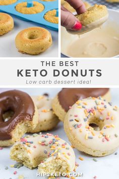 the best keto donuts low carb dessert idea with pictures and text overlay