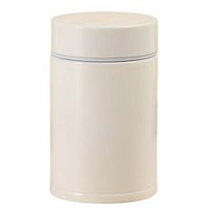 a white canister with a lid is shown