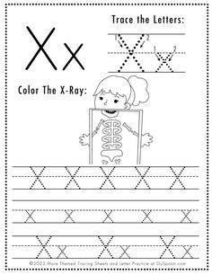 the letter x worksheet for children to practice their handwriting and writing skills with