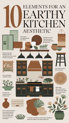 10 Elements for an Earthy Kitchen Aesthetic Earthy Interior Design Kitchen, Earthy Kitchen Backsplash Ideas, Earthy Minimalist Kitchen, Earthy Farmhouse Kitchen, Dark Earthy Kitchen, Earthy Kitchen Colors, Earthy Kitchen Aesthetic, Earthy Tones Kitchen, Warm Kitchen Aesthetic