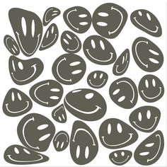 a bunch of smiley faces drawn in black and white on a piece of paper with the words