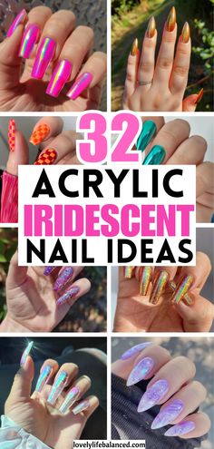 iridescent nails, iridescent nail ideas, hologram nails, holographic nails, summer nails 2024, dominican nails, spring summer nails 2024 Irradecent Nail Designs, Ombre Holographic Nails, Irredecent Nail Designs, Irridecent Design Nails