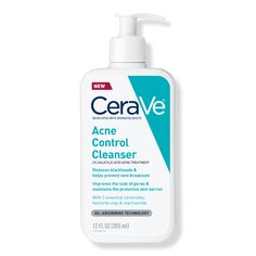 Acne Control Cleanser for Face with 2% Salicylic Acid & Purifying Clay for Oily Skin - ACNE CONTROL CLEANSER 12.0OZBenefitsDEVELOPED WITH DERMATOLOGISTSCeraVe is the #1 Dermatologist-recommended Cleanser Brand for Acne*CeraVe Acne Control Cleanser is a daily acne wash with 2% salicylic acid that gently exfoliates, helps reduce clogged pores and blackheads, and helps prevent new breakouts from forming.FSA / HSA EligibleFragrance-free, Paraben-free, Allergy tested and Non-comedogenic (meaning it won't clog your pores).Formulated with 2% salicylic acid and purifying clay to remove dirt & excess oil, clean pores, gently exfoliate, and deeply reduce oiliness.Featuring Oil-Absorbing Technology to minimize visible shine.Dispenses as a clear gel and transforms into a light, foaming face wash as yo Types Of Pimples On Face, Face Wash For Acne Prone Skin, Cerave Cleanser For Acne, Ordinary Skincare For Acne, Acne Cerave, Cerave Face Wash, Cerave Acne Control Cleanser, Face Wash For Acne, Toner For Oily Skin