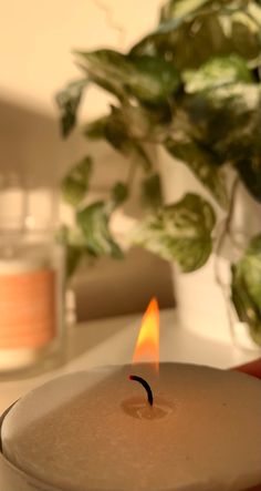 a candle that is sitting on a table