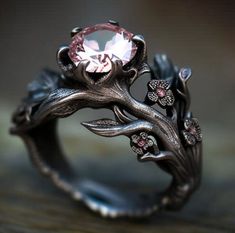 ♦ unique engagement ring in gothic style ♦ made in sterling silver, solid gold or platinum , available with any type of gemstone or diamond, message me for customization ♦ comes in an elegant ring box ♦ Handcrafted in house Cherry Blossom Engagement, Flower Engagement, Twig Engagement Ring, Cute Engagement Rings, Flower Engagement Ring, Magical Jewelry, Dream Engagement Rings, Types Of Gemstones, 판타지 아트