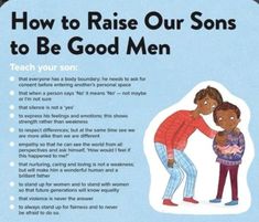 an advertisement for the children's book how to raise our sons to be good men