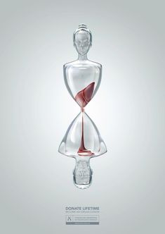 an hourglass with red sand inside it on a white background, in the shape of a human head