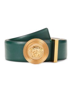 Add a dash of vintage-inspired charm with this stylish belt from Versace that sports an iconic Medusa head stud at the buckle.Stud closureGoldtone hardwareLeatherSpot cleanMade in Italy
SIZEWidth, about 1.5" (38mm) Versace Logo, Blue Belt, Medusa Head, Versace Belt, Smooth Leather, Leather Belt, Belts, Versace, Vintage Inspired