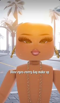 an animated image of a woman wearing pearls and necklaces with the words nine eyes every day make up