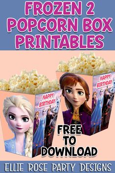 frozen 2 popcorn box printables are available for free to use at any party