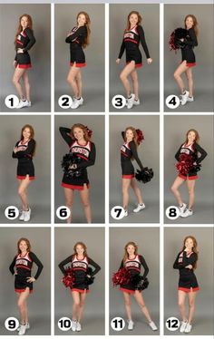 a collage of photos showing how to wear cheerleader outfits