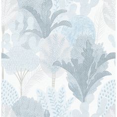 Ari Desert Oasis Wallpaper in Blue from the Pacifica Collection by Brewster Home Fashions Cool White Backgrounds, Oasis Wallpaper, Blue Desert, Cool Backdrops, Brewster Wallpaper, Wallpaper Texture, A Street Prints, Desert Scene, Fruit Wallpaper