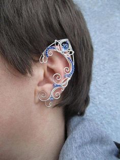 Pair of elven ear cuffs Galactic ghost Handmade Fantasy Wrap Earrings, Handmade Adjustable Elven Jewelry, Handmade Elven Earrings For Gift, Elf Ear, Fairy Ears, Elf Ears, Wrap Earrings, Ear Cuffs, Sapphire Blue