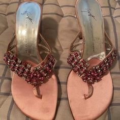 Heeled Sandals By Giuseppe Zanotti. Never Worn And In Like New Condition. Size 6 In Womens Vintage Sandals, Zanotti Shoes, Jeweled Sandals, Giuseppe Zanotti Shoes, Strappy Sandals Heels, Peep Toe Sandals, Suede Fringe, T Strap Sandals, Crystal Gems