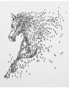 a drawing of a horse with lots of small black dots on it's body