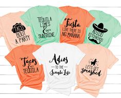 six t - shirts with the words fiesta, fiesta, fiesta and fiesta written on them