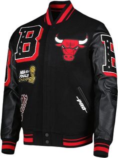 the chicago bulls jacket is black and red